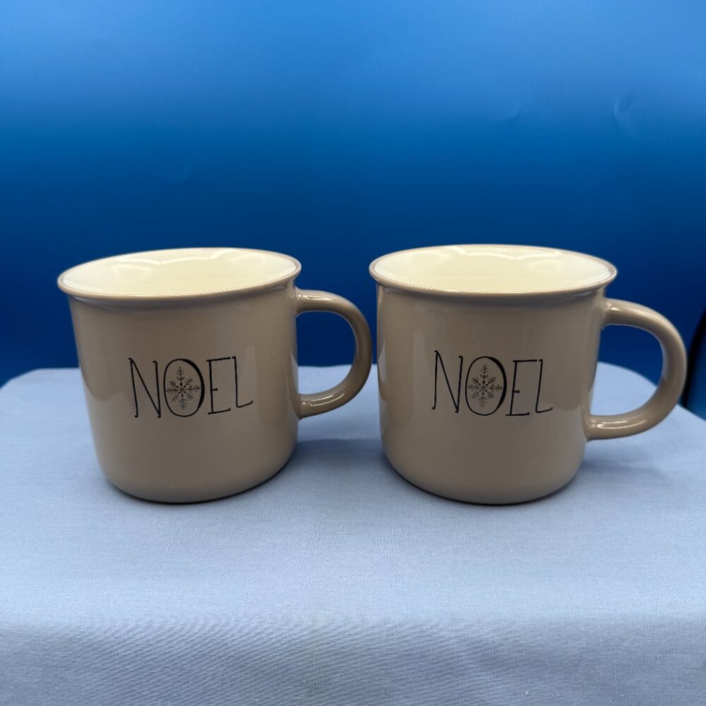 Sleigh Bell Bistro Noel Christmas Mugs, EUC, Set of 2